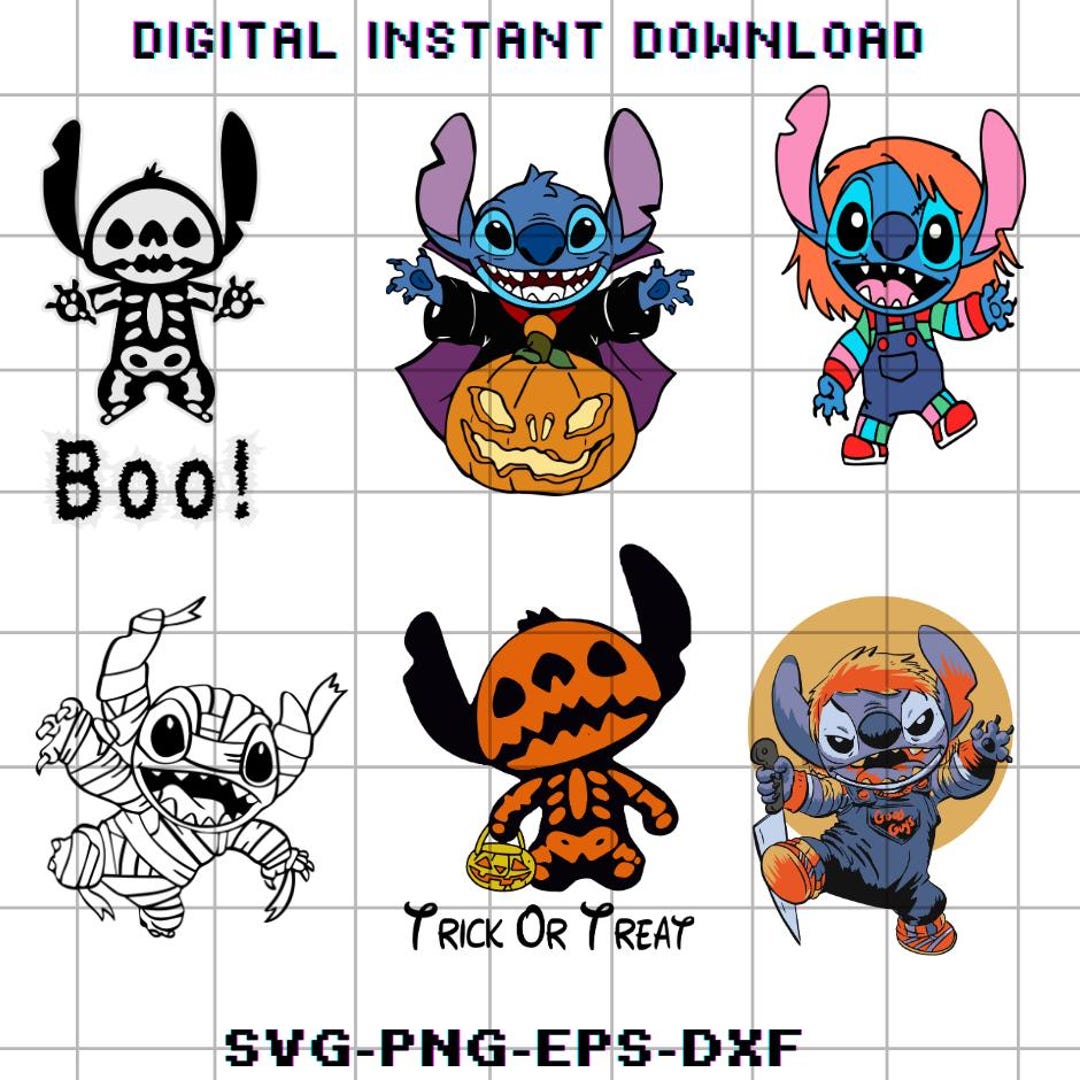 Stitch Boo Halloween Svg Bundle, Stitch Pumpkin Png Bundle, Cute ...