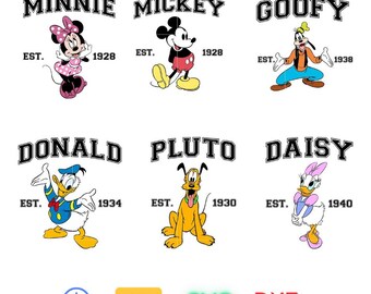 Mickey and friends clipart set, Mickey svg cut files for Cricut / Silhouette, Donald Duck svg, Mickey png, dxf