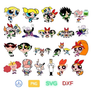 Powerpuff Girls SVG-Bundle, Powerpuff Girls Png, Powerpuff Clipart, Powerpuff svg, Digital Download Bundle SVG, Eps, Png