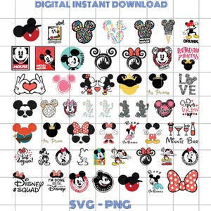Cute Mouse Svg Bundle, Mickey Layered Head Png, Tumbler Mug Svg Files For Cricut, Minnie Birthday Tshirt Digital File , For Silhouette