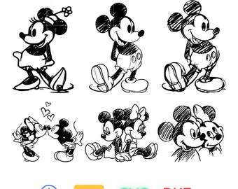 Classic Mickey Mouse SVG Bundle | Vintage Mickey Mouse Cut Files for Cricut - Silhouette | Retro Mickey Png Dxf Eps | Digital Download
