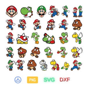 Super Mario SVG-Bundle für Cricut und Sublimation, Mario Cut-Dateien, Mario Clipart, Super Mario, Mario PNG, Mario Familie svg, Layered svg