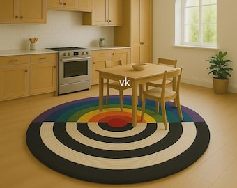 Hand Tufted Wool Rug | Modern Rainbow Accent Carpet