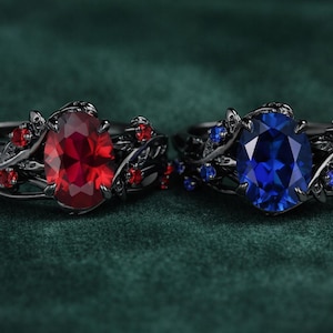 Azriel/Cassian Bat Wing Ring: Blue/Red Gemstone, ACOTAR Fantasy Jewelry