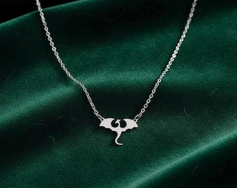 Fourth Wing Flying Dragon Gold Necklace Fantasy Book Lover Gift