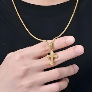 Stainless Steel Cross Necklace – Silver Rope Chain Pendant for Men & Women
