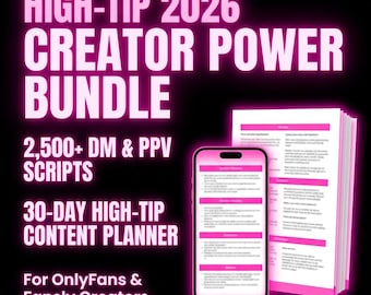 High-Tipp 2026 Schöpfer Kraft Bündel | 2500+ OnlyFans & Fansly DM Scripts + 30-Tage High-Tip Content Planer