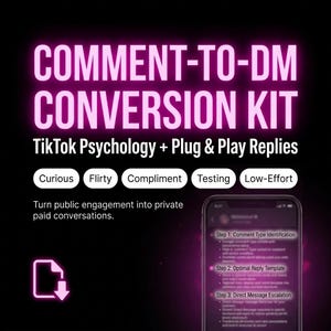 Kit de conversión de comentarios de TikTok a mensajes directos para creadores de OnlyFans / Guiones psicológicos + Respuestas listas para usar