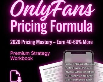 OnlyFans Preisformel | Ersteller Preisgestaltungs-Planungs-Arbeitsbuch | Steigern Sie das Einkommen um 40-60% Digitaler Download