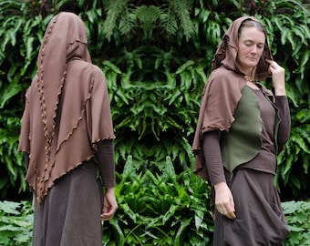 Luna Capelet ~ chestnut brown hooded druid viking cape medieval larp costume pagan cloak witch renaissance cosplay made to measure