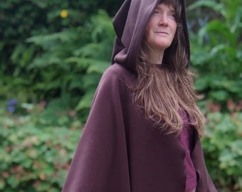 Brown Hobbit Cloak, brown fleece warm winter cloak, renaissance faire cosplay cloak cape, witches wizards warlocks pagans pixies LOTR
