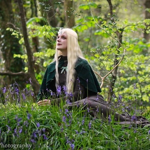 Dark Green Fleece Capelet: Leaf Elf Woodland Wear