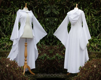 Volanthophy Cloak, floor length long white coat, druid coat, floor length white coat, long coat, wedding coat, witches coat