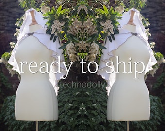 Witte katoenjersey Luna-cape: maat medium, klaar voor verzending, cape met capuchon bruidsbruiloft