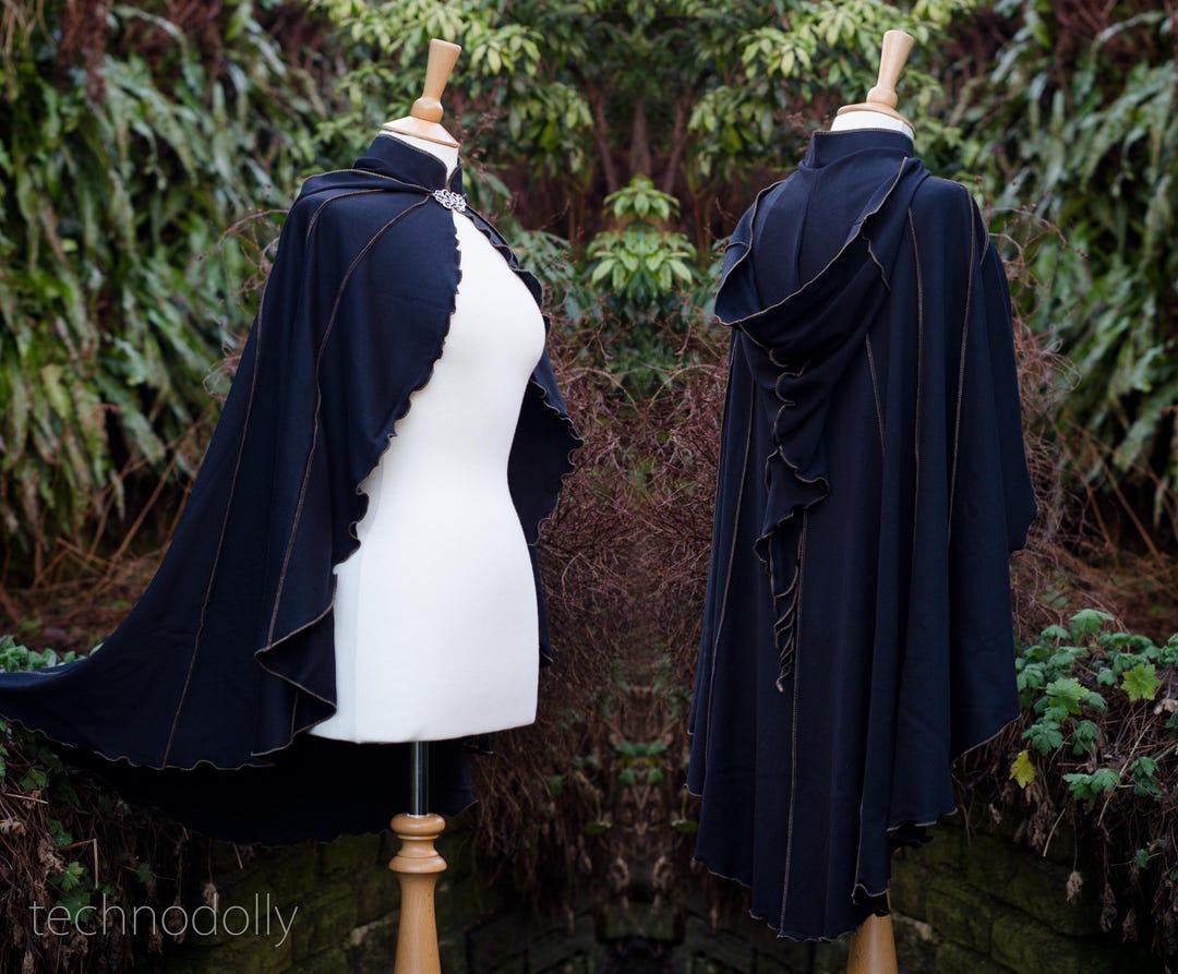 Black Cotton Jersey Capelet: Gothic Druid Hooded Cape - Etsy