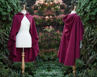 Rode hobbitmantel ~ op maat gemaakt kastanjebruine rode warme winter fleece mantel priesteres cosplay mantel heksen tovenaars tovenaars heidenen LOTR