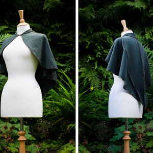 Ivy Leaf Fleece Capelet: Green Witchy Wedding Cape