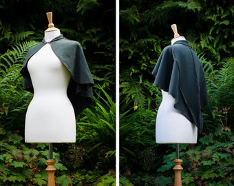 Ivy Leaf Luna Capelet ~ groene fleece cape strega heksen cape heksen bruiloft cape handfasting cosplay cape kleine warme mantel technodolly