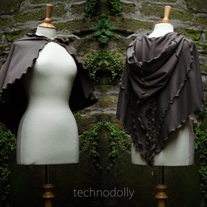 Luna Capelet ~ earthy brown cape, hooded cape, druid cape, viking cape, medieval larp costume, pagan cloak, witchy renaissance, technodolly