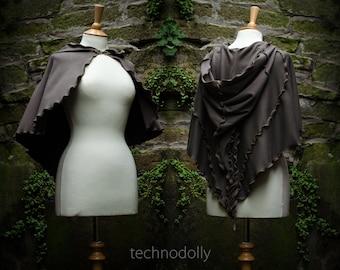 Luna Capelet ~ earthy brown cape, hooded cape, druid cape, viking cape, medieval larp costume, pagan cloak, witchy renaissance, technodolly