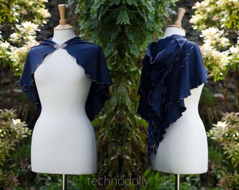 Middernachtblauwe Luna-capelet: katoenen jersey capuchonmantel