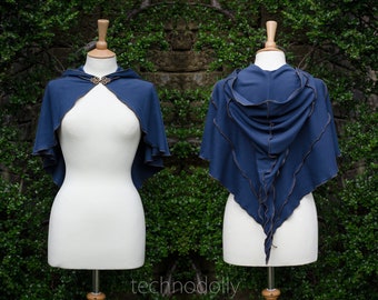 Midnight Blue Luna Capelet ~ dark blue hooded cape cosplay wheel of time royal cloak technodolly
