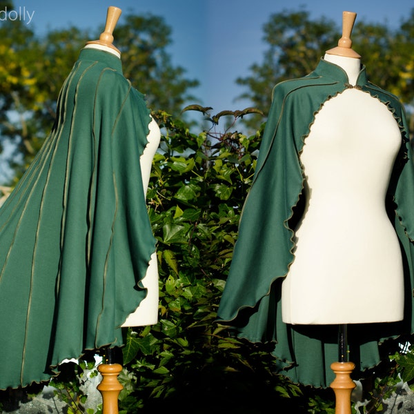 Green Cotton Jersey Capelet: Druid Lily Faerie Cape