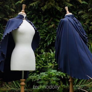 Midnight Blue Cotton Jersey Capelet: Druid Lily Design
