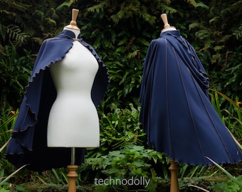 Midnight Blue Druid Lily Capelet - Blue Cape, Witches Cape, Wheel of Time, Wedding Cape, Bridal Cape, Handfasting, Bridesmaid, Taako Wizard