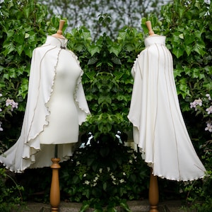 White Cotton Jersey Capelet: Druid Lily Design, Handfasting Wedding Cape