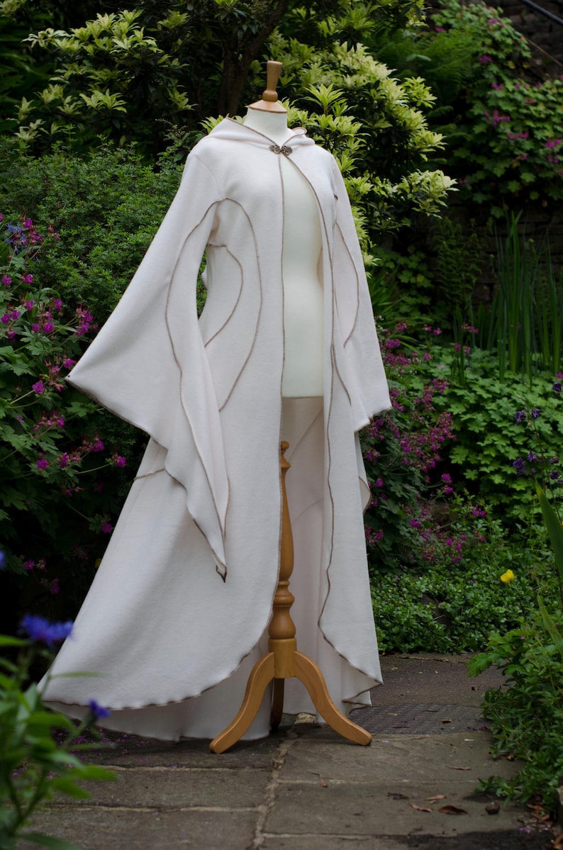 Ivory Fleece Hooded Cloak: Floor Length Medieval Robe - Etsy