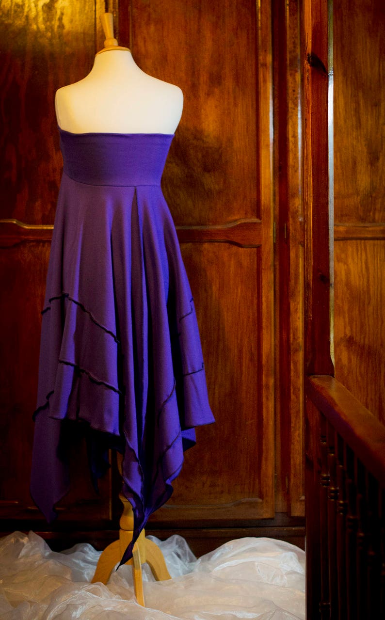 long dress plus size dress purple dress Baby Doll Dress technodolly handkerchief hem dress made to measure dress ladies dress