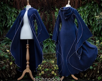 Floor Length Fleece Cloak: Midnight Blue Wedding Handfasting Coat