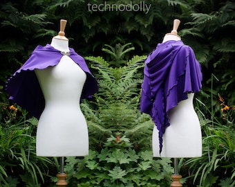 Lila Luna Cape: Baumwoll Jersey Hexen Umhang, Renaissance Kostüm