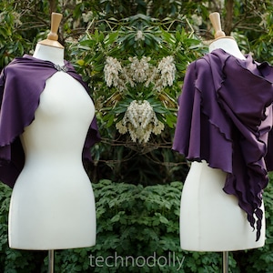 Dark Aubergine Luna Capelet, purple cape, hooded cape, little cape, strega witches cape, dark mori witch, samhain cape, cosplay, technodolly