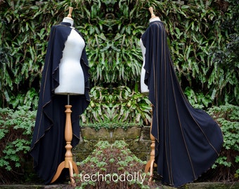 Mantel zwarte druïdelelie: katoenjersey ceremoniële cape