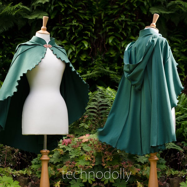 Ready to Ship! Plus Size Druid Lily Capelet ~ green cape round hood cloak wedding handfasting technodolly jester lavorre cosplay festival