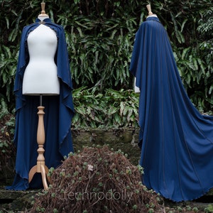 Midnight Blue Druid Cloak: Cotton Jersey Costume Cape