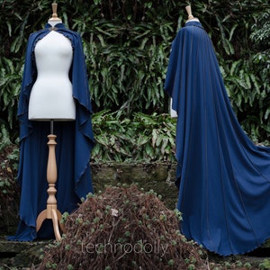 Druid Lily Cloak ~ midnight blue cloak halloween costume ceremonial blue wedding handfasting wheel of time cosplay cloak technodolly