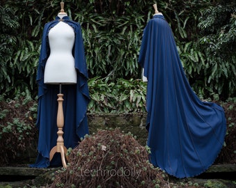 Druid Lily Cloak ~ capa azul medianoche disfraz de halloween ceremonial boda azul handfasting rueda del tiempo cosplay capa technodolly