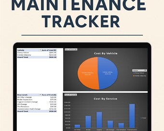 Fahrzeugwartung Tracker | Car Service Log Excel-Arbeitsblatt | Auto-Reparatur-log | Digitaler Download