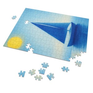 Jigsaw Puzzle, Sailboat Puzzle in Tin, Hand Drawn Puzzle, Nautical Gift Idea, Boat Puzzle, Unique Present