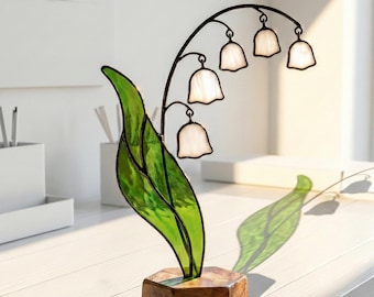 Acchiappasole in vetro colorato con mughetto • Campanelle oscillanti • Regalo personalizzato per la festa della mamma • Decorazione floreale per la nascita di maggio