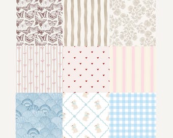 Papier peint maison de poupée Papier peint à rayures avec noeud rose Papier peint maison de poupée imprimable DIY Papier peint miniature pour maison de poupée Coquette papier peint rose