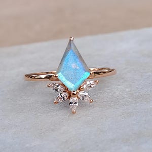Natural Labradorite Kite Ring Marquise cut Leaf  Valentine Gift Ring Kite Ring Birthday gift wedding ring Birth stone ring Cocktail Ring.