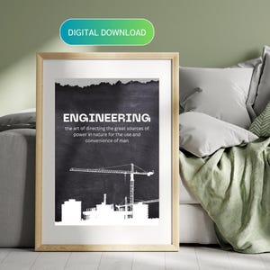 Engineering Definition Poster | STEM Wall Art for Students | Printable Digital Download | Gift for Engineers | Construction Decor