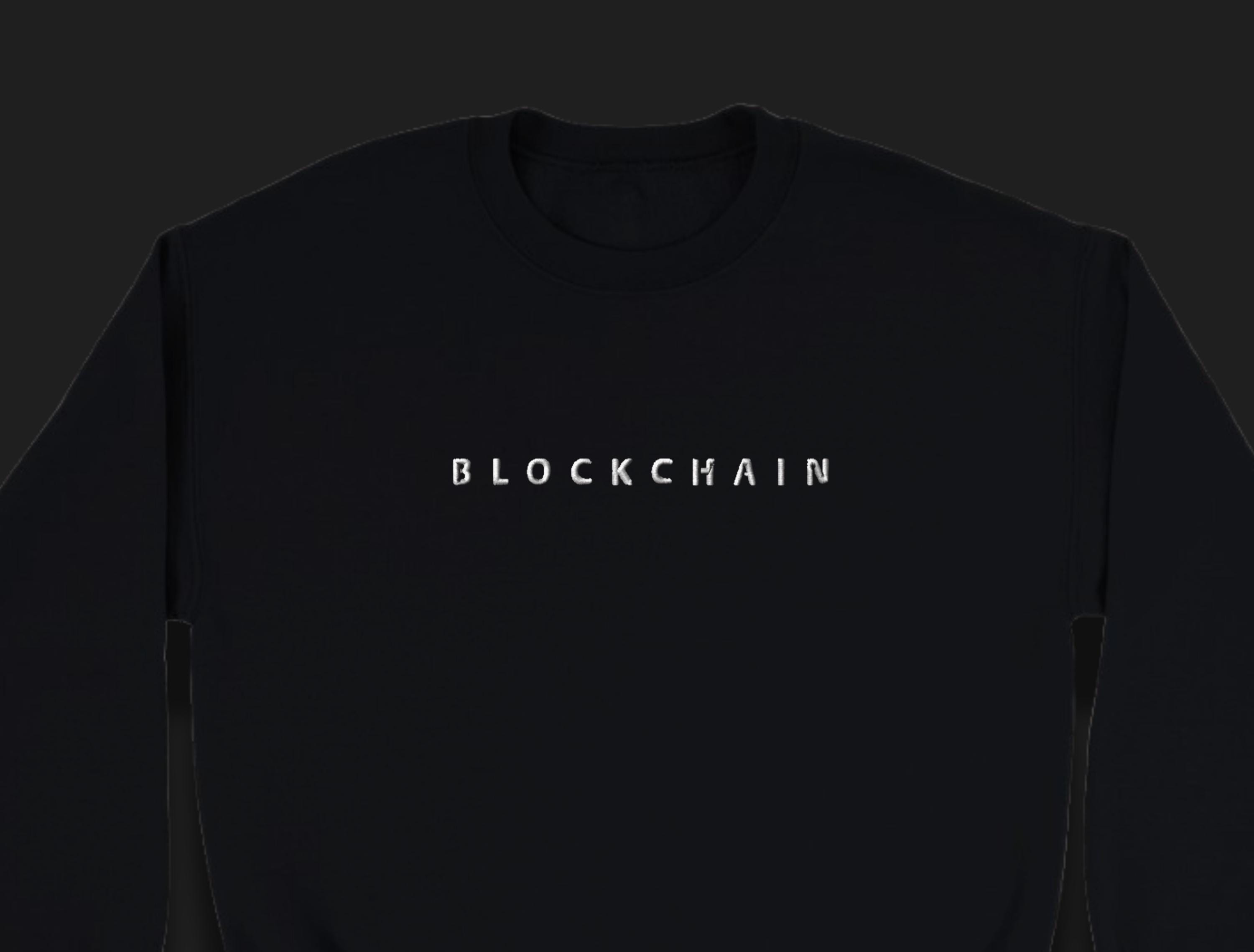 ミニマリスト刺繍ブロックチェーンスウェットシャツ：暗号通貨とイーサリアムの投資家向けアパレル