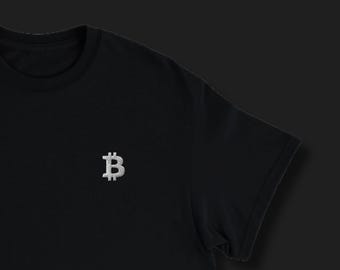 Minimalist Embroidered Bitcoin T-Shirt: Subtle Crypto Trader and Bitcoin Investor Clothing