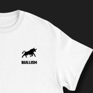 Bull Embroidered T-Shirt: Minimalist Crypto, Forex, Stock Market Trader Gift, Bullish Merch