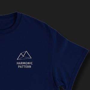 Minimalist Harmonic Pattern Embroidered T-Shirt, Subtle Fibonacci T-Shirt, Crypto Stock Forex Trading Shirt, Gift for Traders and Investors